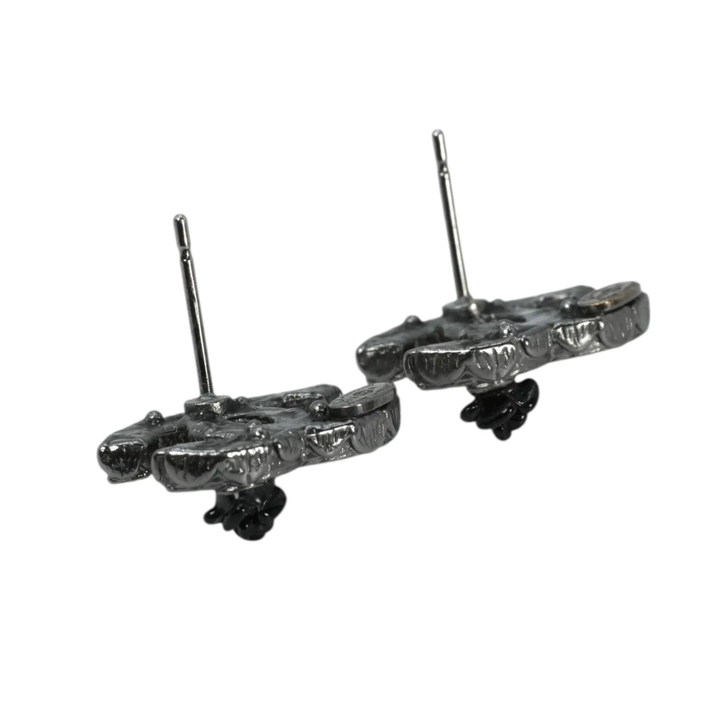 CHANEL Camellia Gunmetal Earring A12A - Black