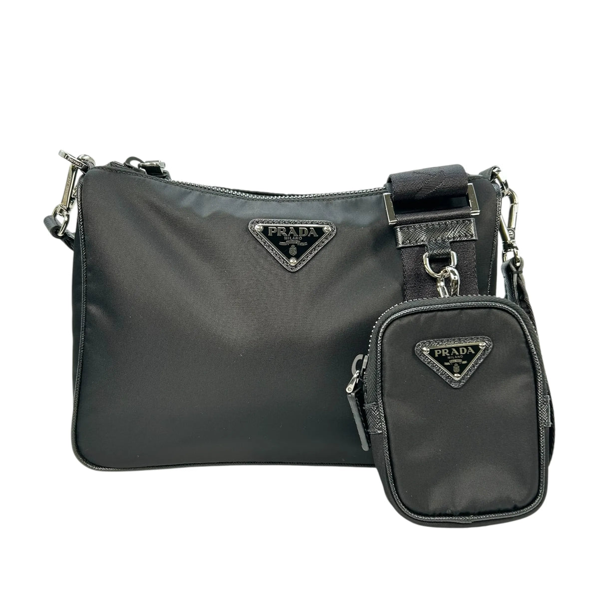 PRADA Re-Nylon Saffiano Leather Shoulder Bag - Black – Feed