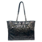 CHANEL Deauville MM Glazed Leather Tote Bag - Black