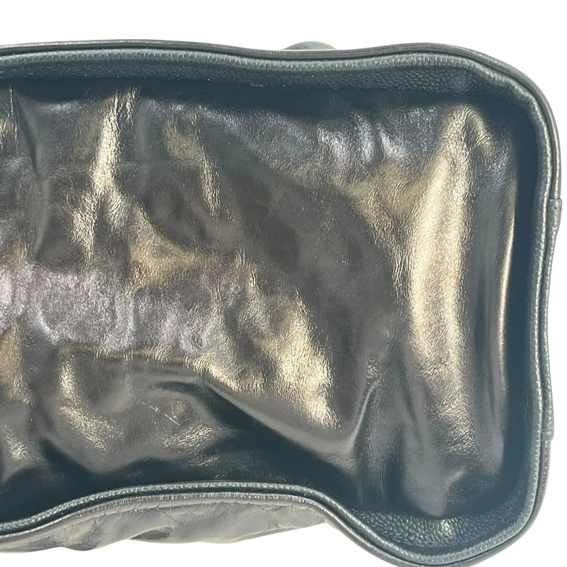 CHANEL Deauville MM Glazed Leather Tote Bag - Black