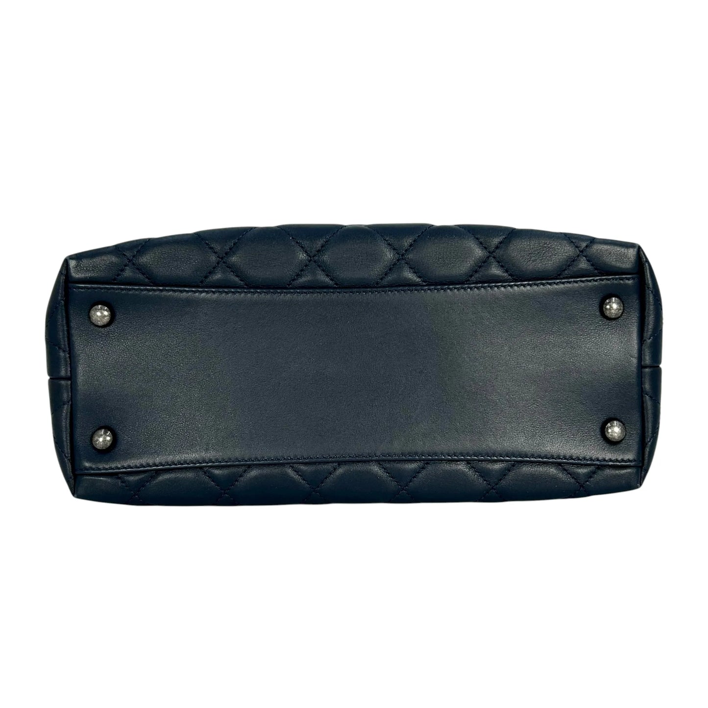 CHANEL Matelassé Tweed and Quilted Aged Calfskin Medium Handbag with Chain Shoulder Bag - Navy 