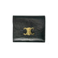 CELINE Lizard Small Flap Triomphe Compact Wallet - Black 