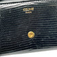 CELINE Lizard Small Flap Triomphe Compact Wallet - Black 