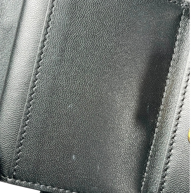 CELINE Lizard Small Flap Triomphe Compact Wallet - Black 
