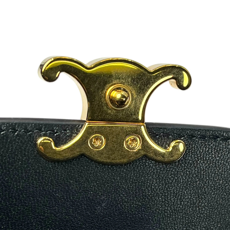 CELINE Lizard Small Flap Triomphe Compact Wallet - Black 