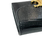CELINE Lizard Small Flap Triomphe Compact Wallet - Black 