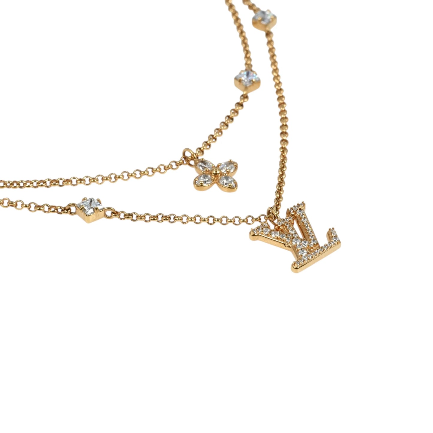 Louis Vuitton Lady Necklace Rhinestone - Gold Plated