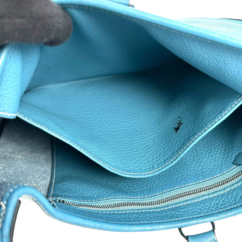 Loewe Trim 35 Shoulder Bag in Taurillon Clemence Leather with H Stamp (2004) - Blue 