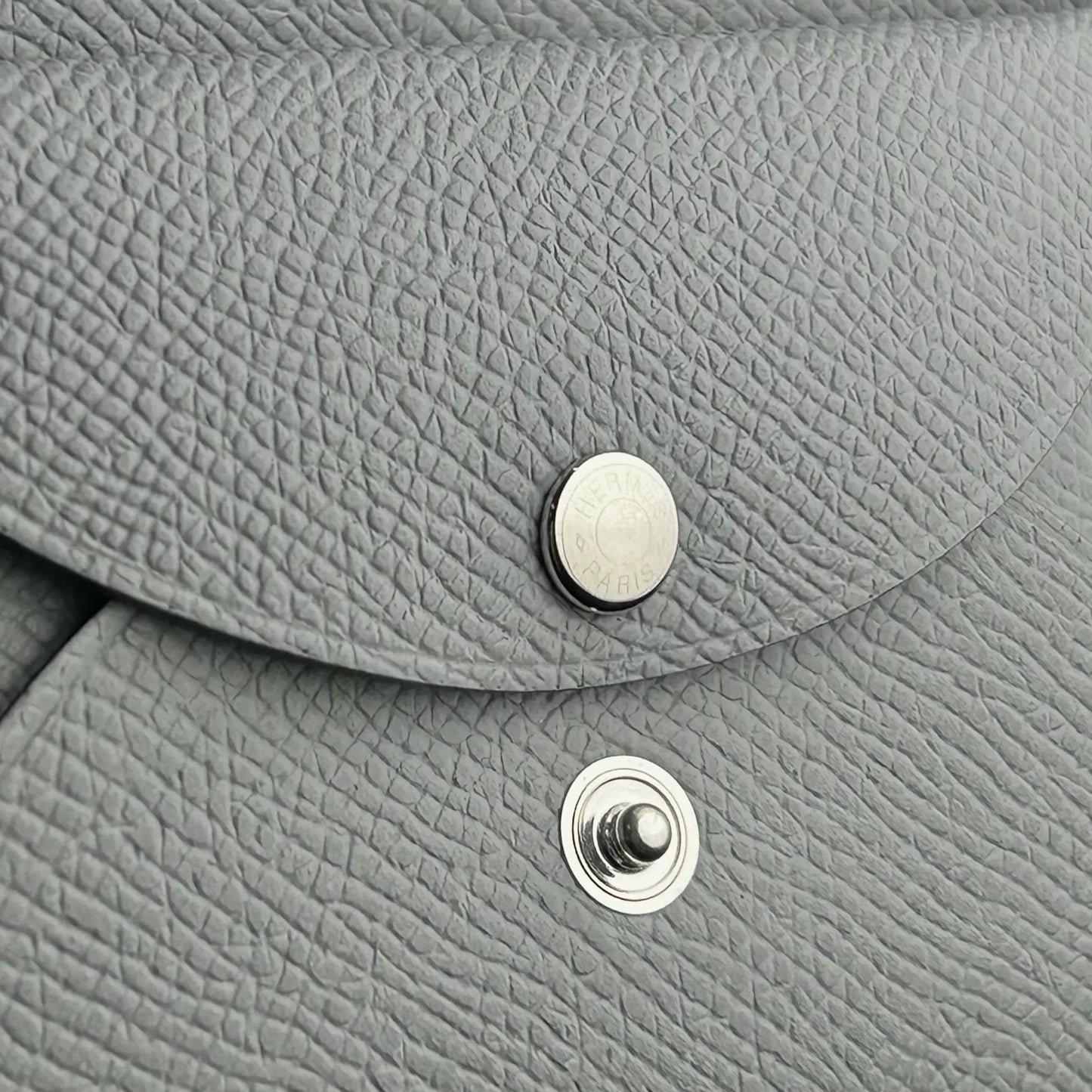 Hermès Calvi Duo Green Pantan Compact Wallet Card Case K Stamp (Made in 2025) - Blue Gray 