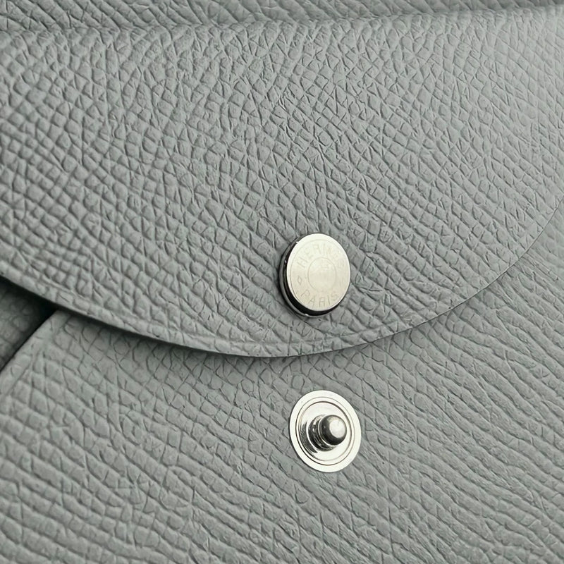 Hermès Calvi Duo Green Pantan Compact Wallet Card Case K Stamp (Made in 2025) - Blue Gray 