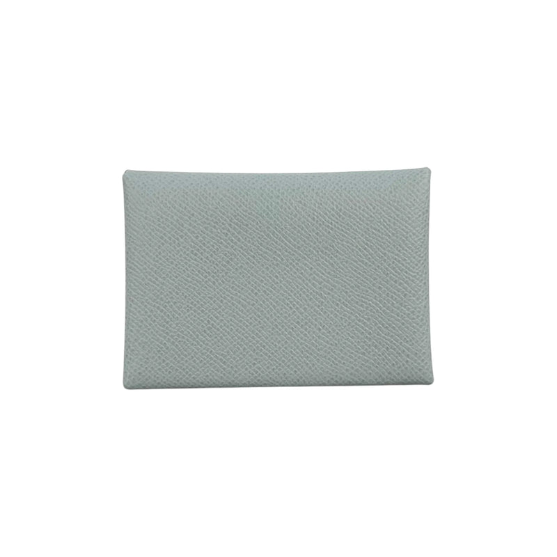 Hermès Calvi Duo Green Pantan Compact Wallet Card Case K Stamp (Made in 2025) - Blue Gray 