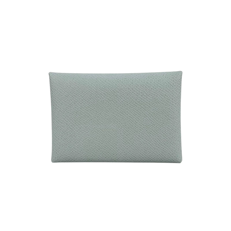 Hermès Calvi Duo Green Pantan Compact Wallet Card Case K Stamp (Made in 2025) - Blue Gray 