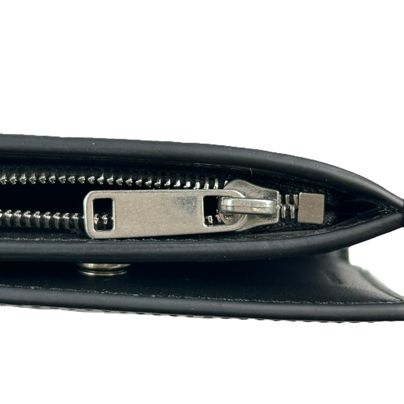 CELINE トリオンフ エンボス カーフスキン コンパクトウォレット - ブラック