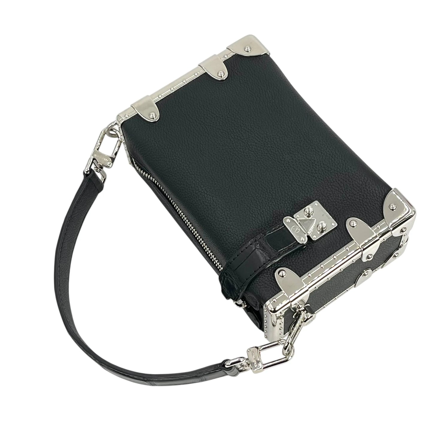 Louis Vuitton カーフレザー サイドトランクPM シルバー金具 ハンドバッグ ショルダーバッグ - ブラック