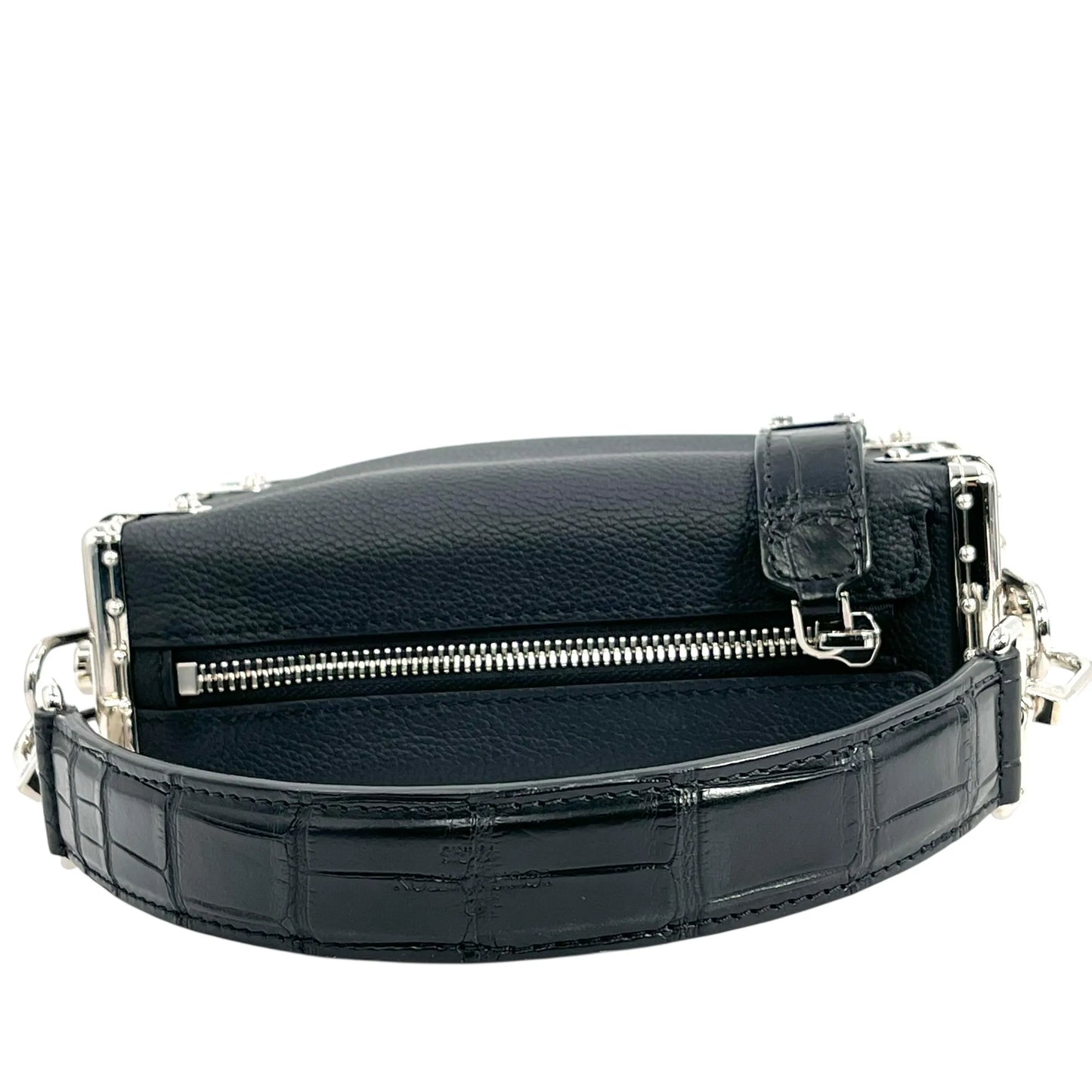 Louis Vuitton カーフレザー サイドトランクPM シルバー金具 ハンドバッグ ショルダーバッグ - ブラック