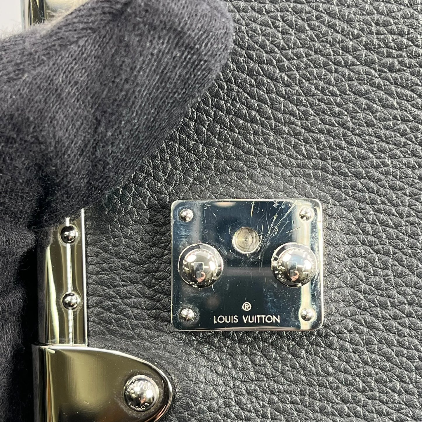 Louis Vuitton カーフレザー サイドトランクPM シルバー金具 ハンドバッグ ショルダーバッグ - ブラック