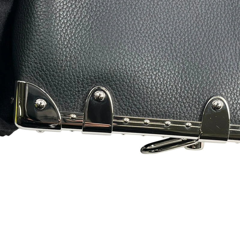 Louis Vuitton カーフレザー サイドトランクPM シルバー金具 ハンドバッグ ショルダーバッグ - ブラック