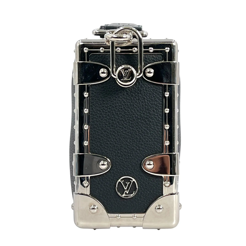 Louis Vuitton カーフレザー サイドトランクPM シルバー金具 ハンドバッグ ショルダーバッグ - ブラック