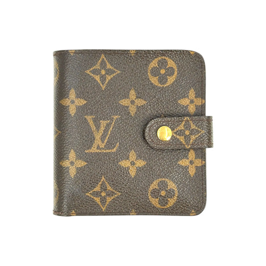 Louis Vuitton Monogram Canvas Compact Zip Bifold Wallet - Brown 