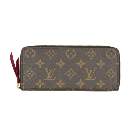 Louis Vuitton Monogram Canvas Portefeuille Clemence Fuchsia Long Wallet - Brown 