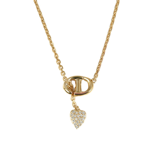 Dior CD Necklace with Crystal Heart Charm - Metal 
