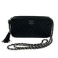 CHANEL Chevron Lambskin Chain Wallet - Black