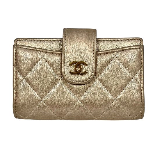 CHANEL Matelasse Caviar Skin Metallic Bi-fold wallet