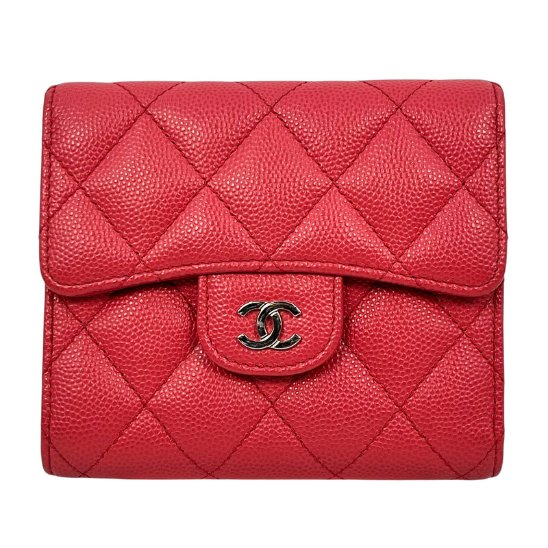 CHANEL Matelasse Caviar Skin Bi-Fold Compact Wallet - Pink