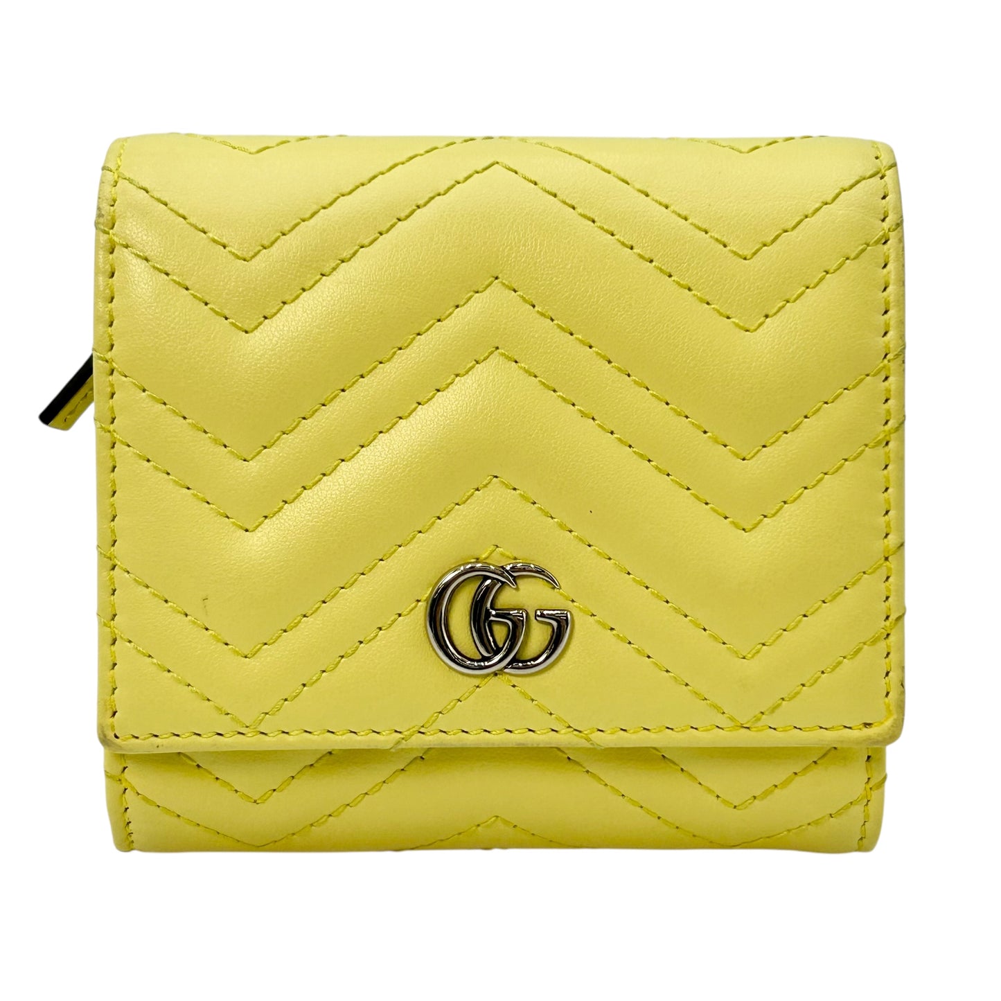 GUCCI GG Marmont Leather Compact Wallet - Yellow