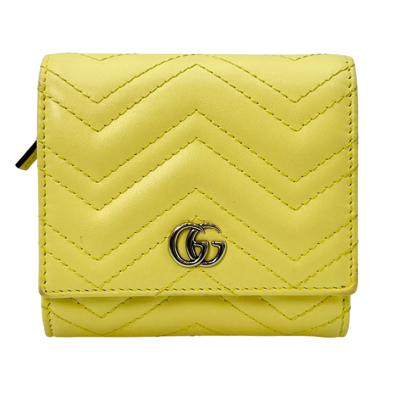 GUCCI GG Marmont Leather Compact Wallet - Yellow