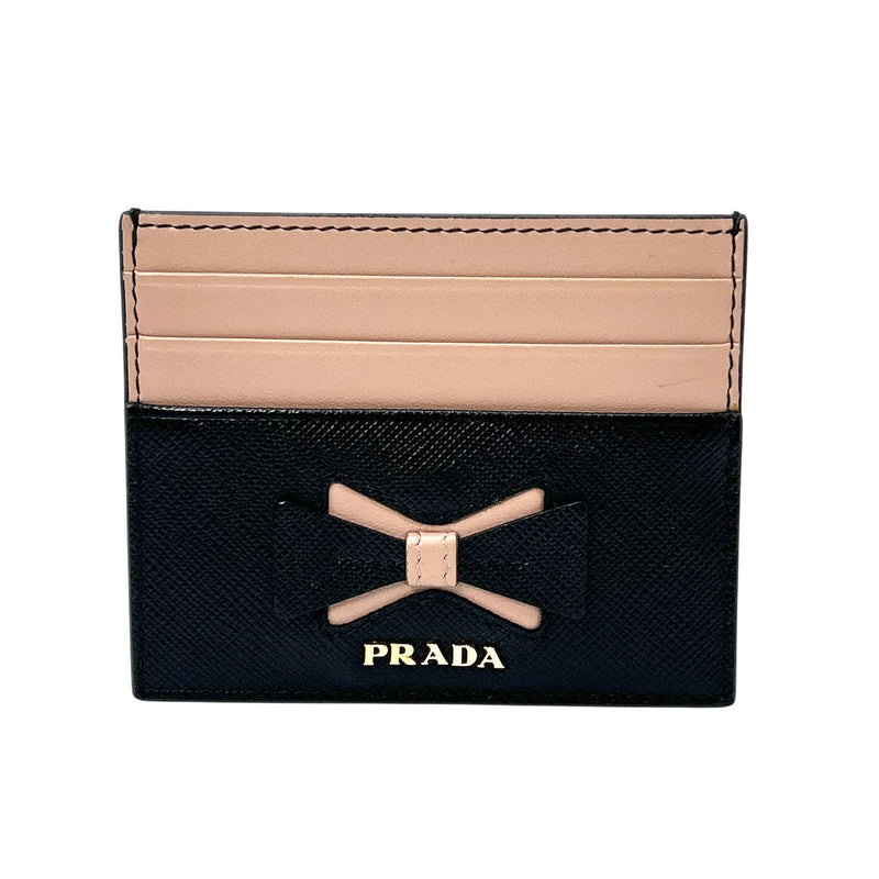 PRADA Saffiano Card Case - Pink × Black