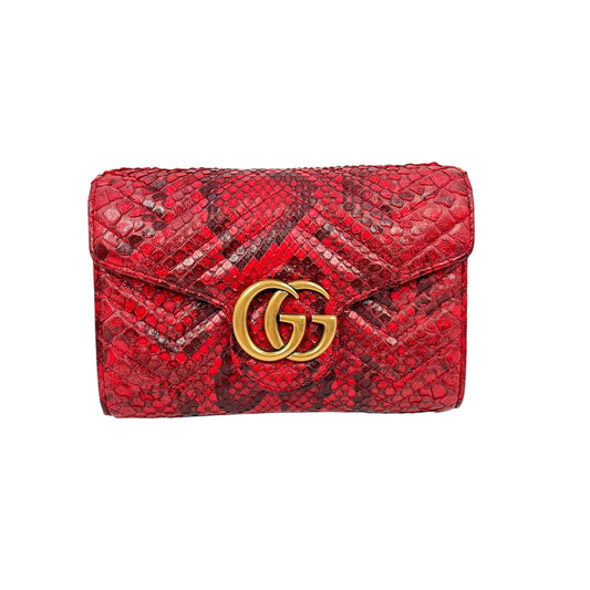 GUCCI GG Marmont Matelasse Python Minibag Chain Shoulder Bag