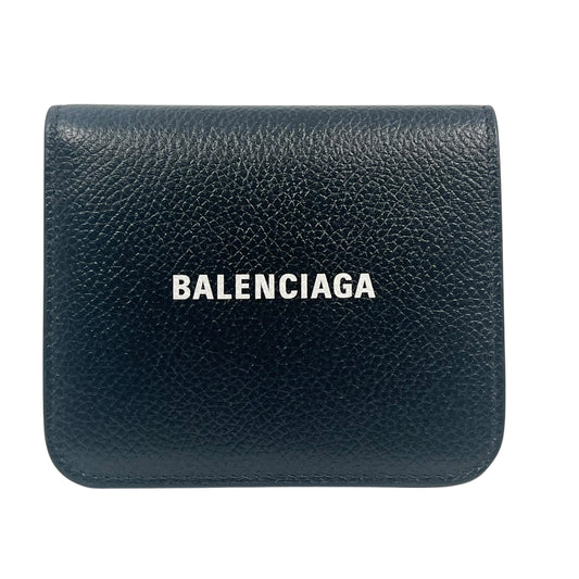 BALENCIAGA Classic Cash Leather Coin Purse Card Case Wallet - Black