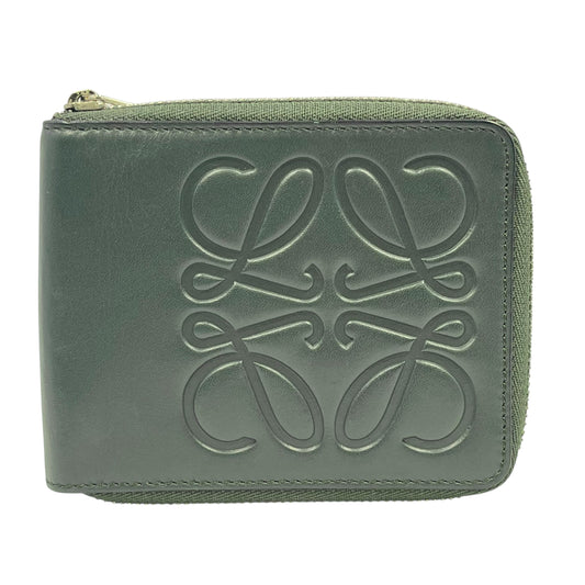 LOEWE Anagram Zip Around Bi-fold Compact Wallet - Green