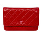 CHANEL Matelasse Chain Wallet Shoulder Bag - Red