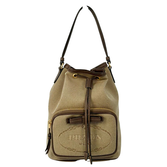 PRADA Logo Jacquard Canvas Drawstring 2way Bag