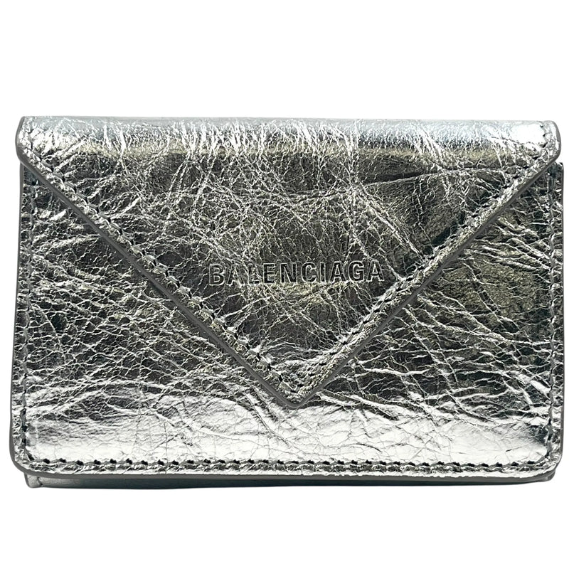BALENCIAGA Papier Miini Compact Wallet - Silver