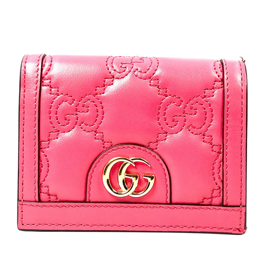 GUCCI GG Matelasse Card Case Compact Wallet - Pink