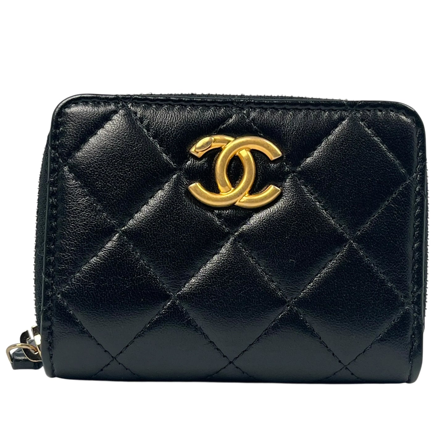CHANEL Coco Mark Gold Hardware Compact Wallet - Black