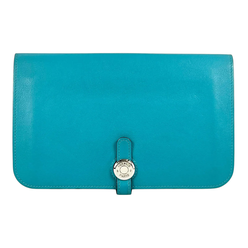 Hermes Dogon GM Bi-Fold Long Wallet - Turquoise