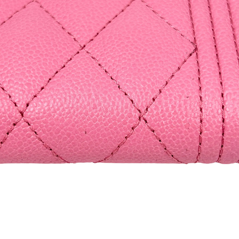 CHANEL Boy Chanel Zippy Coin Case Compact Wallet - Pink