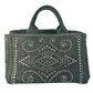 PRADA Canapa Rhinestone Hand Bag - Charcoal Gray