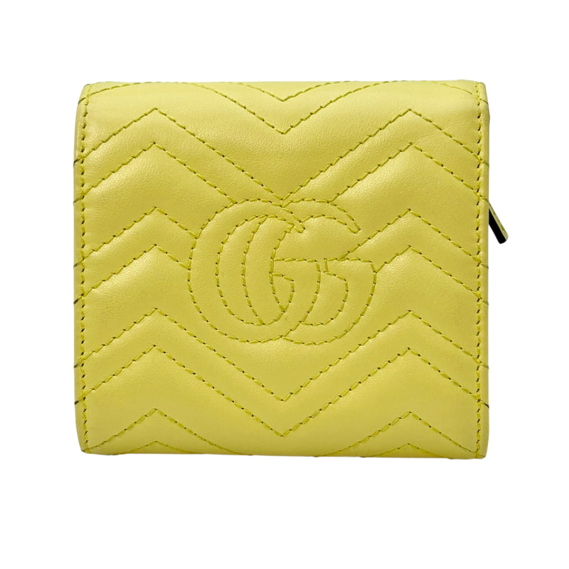 GUCCI GG Marmont Leather Compact Wallet - Yellow