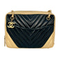 CHANEL Chevron V-Stitch Coco Mark Hand Bag