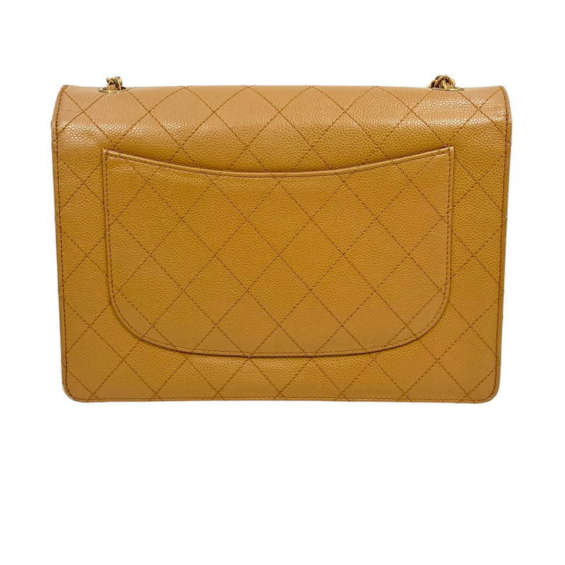 CHANEL Matelasse 30 Caviar Skin Gold Hardware Shoulder Bag - Beige Brown