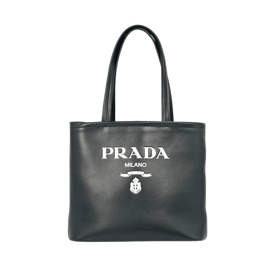 PRADA Soft Calf Leather 2way Tote Bag Shoulder Bag - Black
