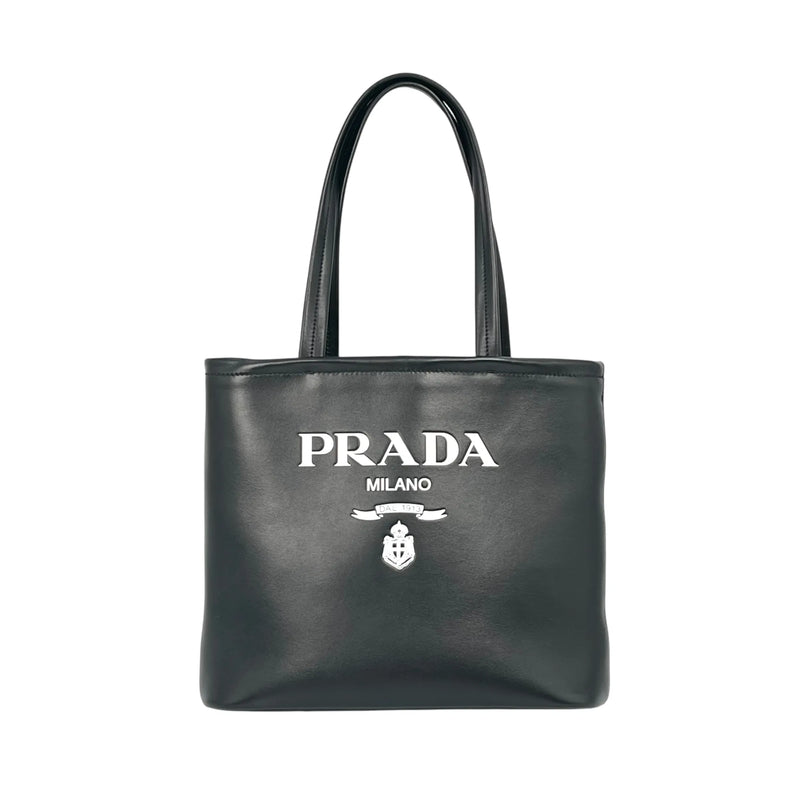 PRADA Soft Calf Leather 2way Tote Bag Shoulder Bag - Black