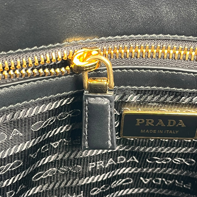 PRADA Soft Calf Leather 2way Tote Bag Shoulder Bag - Black