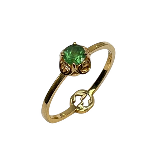 GUCCI Interlocking G Tormaline Ring 18KYG Jewelry