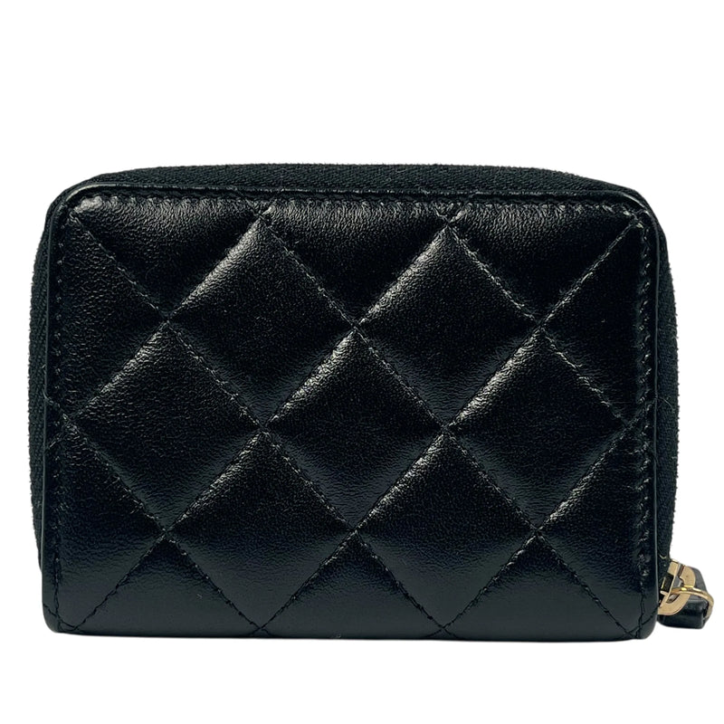 CHANEL Coco Mark Gold Hardware Compact Wallet - Black